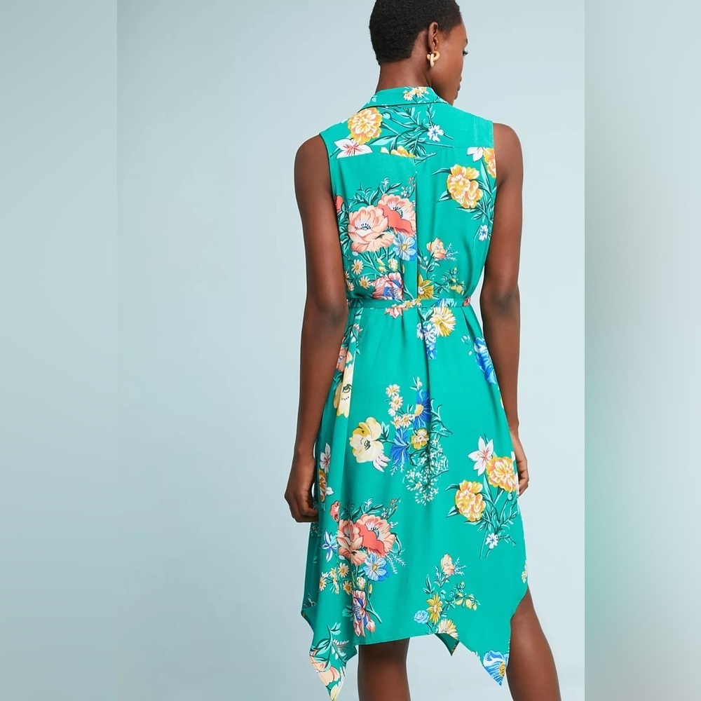 Maeve Rory Green Floral Sleeveless shirt dress, size 2 - Picture 4 of 14